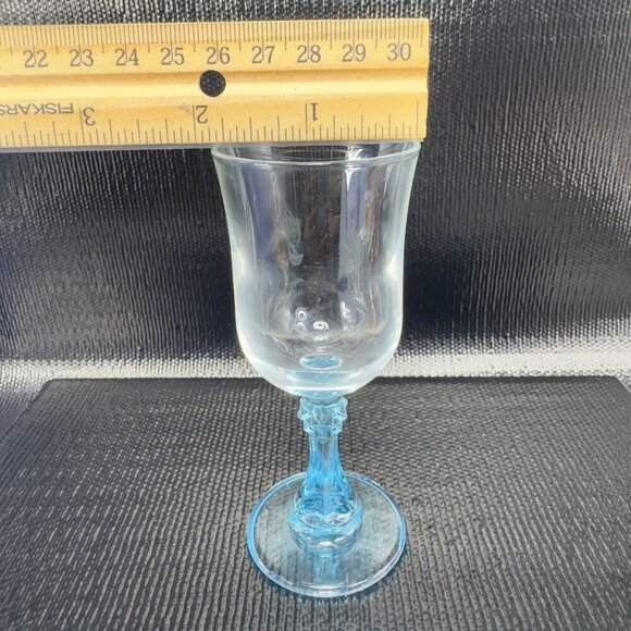 Cristal D’Arques Durand Aqua Blue Stemmed Cordial Glasses Cups Goblets Set 4 VTG - Picture 3 of 9